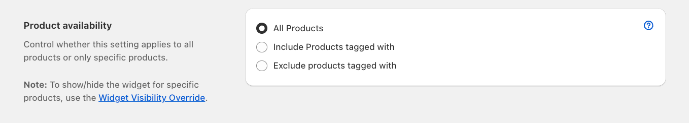 Shows Product Availability section in delivery settings