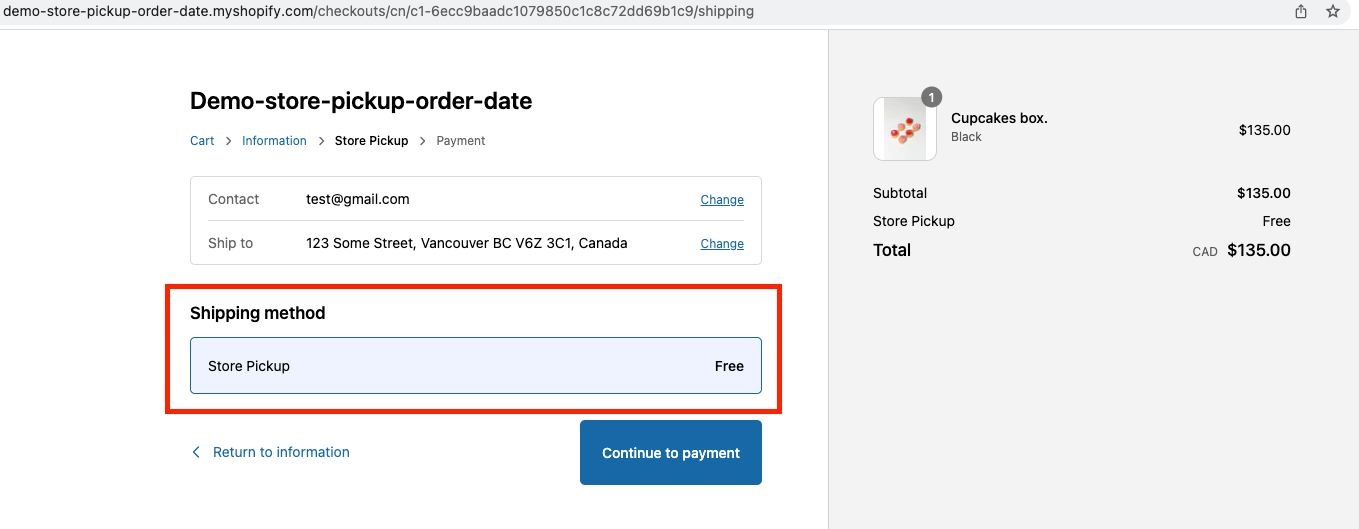 Store pickup rate in checkout