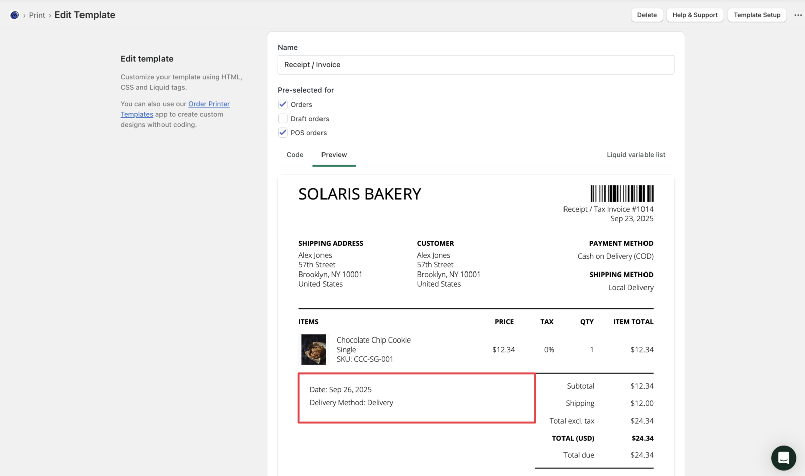 Shows the final packaging slip with Bird App delivery details displayed in the highlighted section