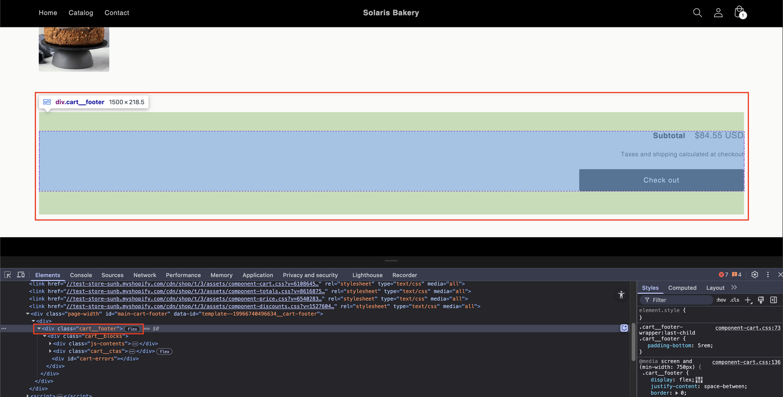 Shows the developer tools context menu with highlighted element structure