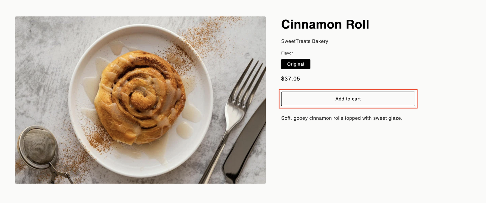 Shows the Add to cart button on a product page