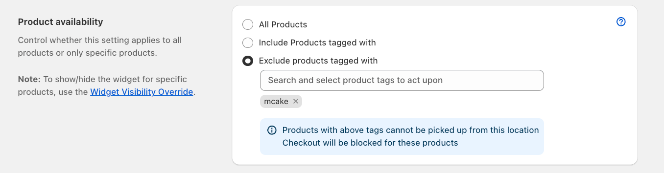 Shows Exclude products tagged with selection