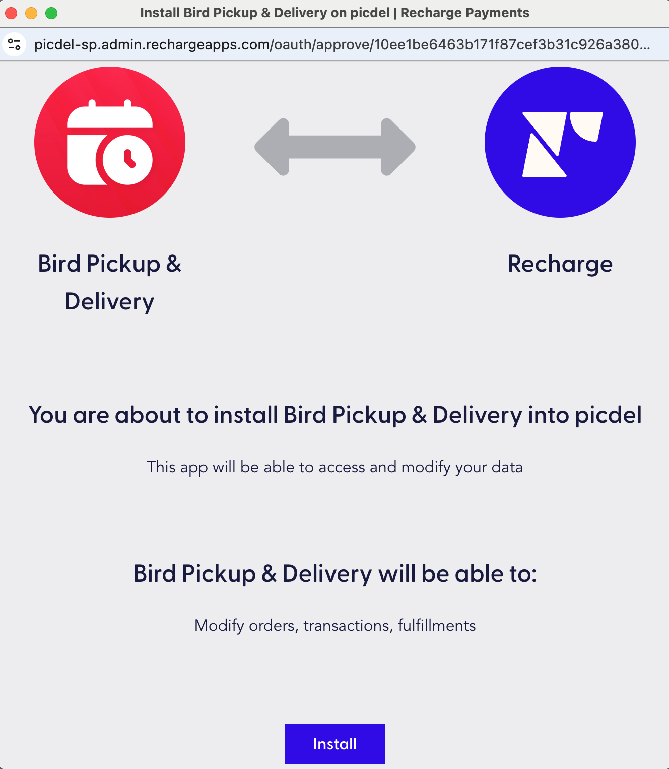 Install app integration