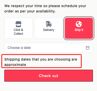 Cart widget on the Shipping tab showing the shipping footer text below the widget