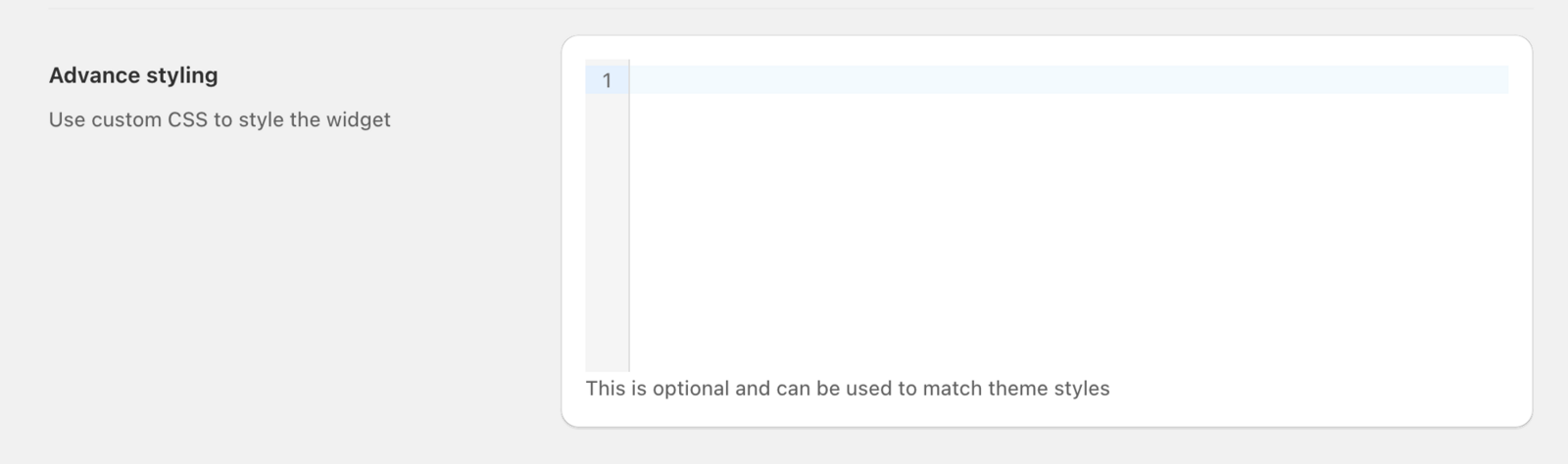Custom CSS input field where you can enter your own styling code