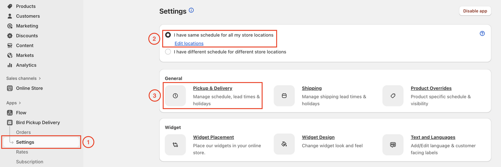 The setting page with schedule mode options and unified schedule option selected