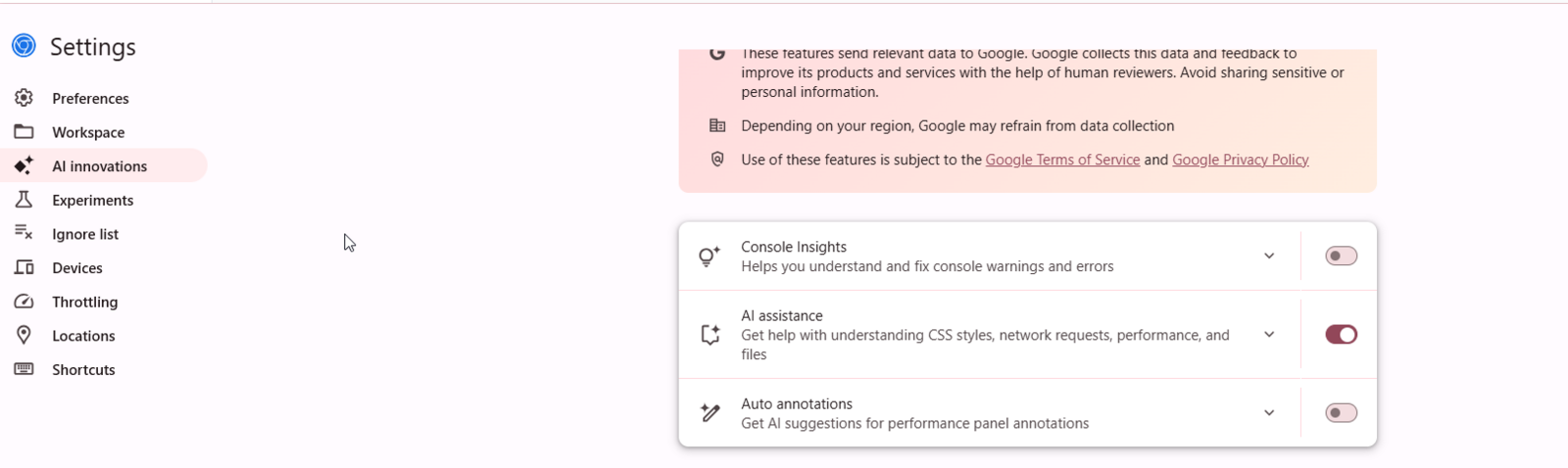 Chrome Inspect Element - Turn on AI Assistance