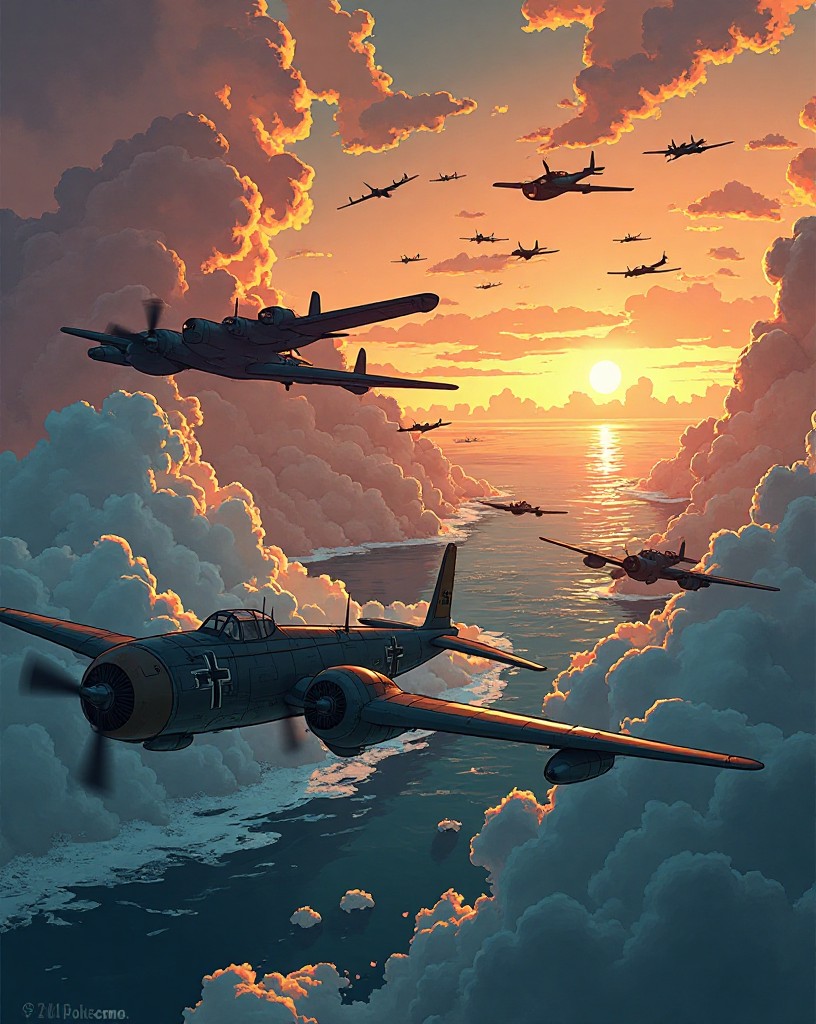 Vast formations of German bombers and fighters droning across the Channel.