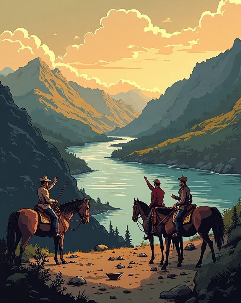 The officer gesturing across a map of the valley to mounted subordinates.