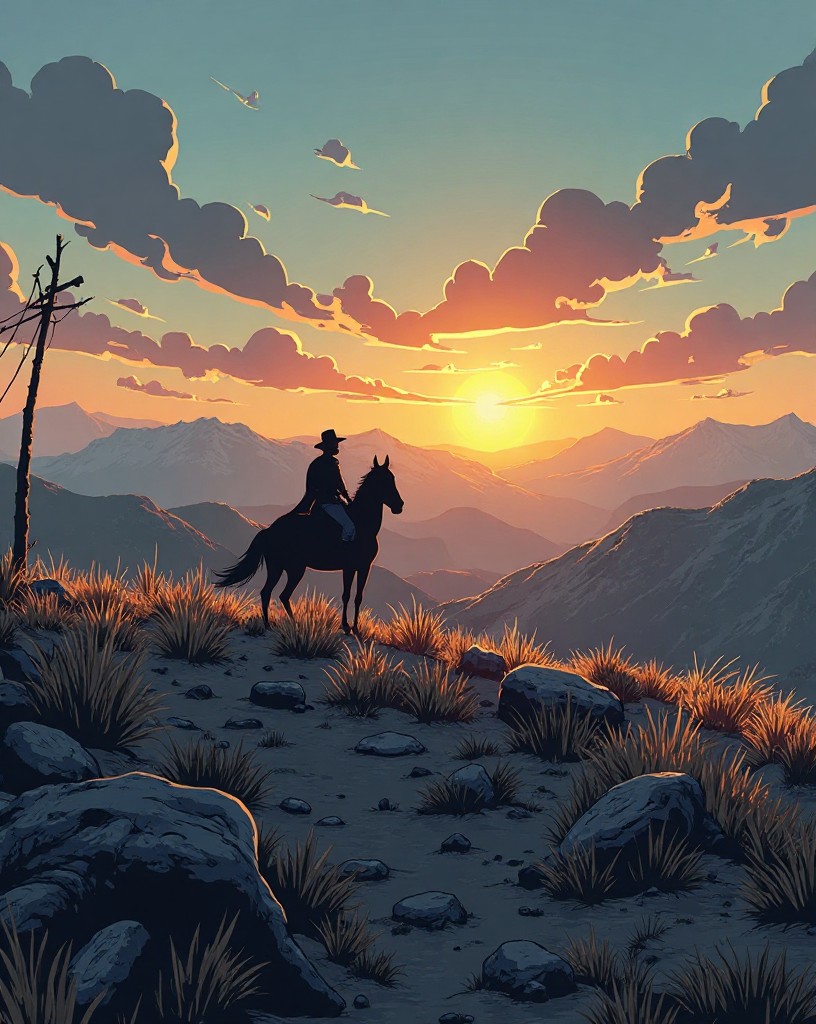 A quiet, wind-blown hilltop at dusk in the aftermath of the battle.