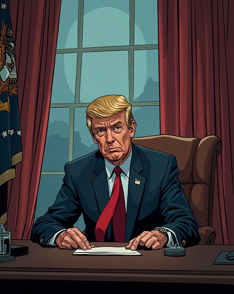 A weary president announcing a decision on live television, alone in the frame.